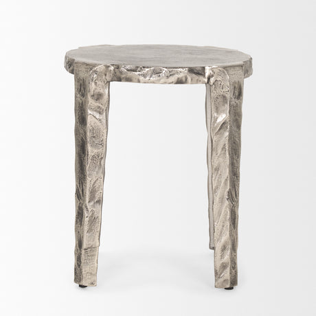 Randy Textured Silver Nickel Cast Aluminum Metal Accent Table from Mercana - Luna Furniture