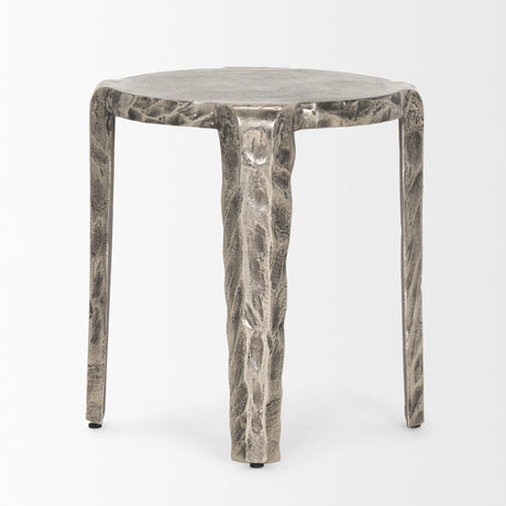 Randy Textured Silver Nickel Cast Aluminum Metal Accent Table from Mercana - Luna Furniture