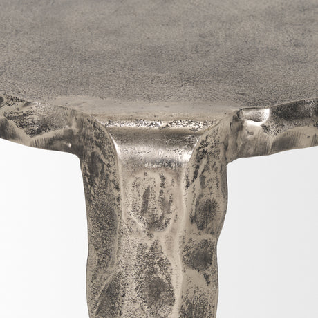 Randy Textured Silver Nickel Cast Aluminum Metal Accent Table from Mercana - Luna Furniture