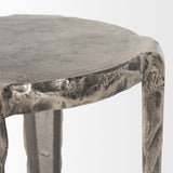 Randy Textured Silver Nickel Cast Aluminum Metal Accent Table from Mercana - Luna Furniture