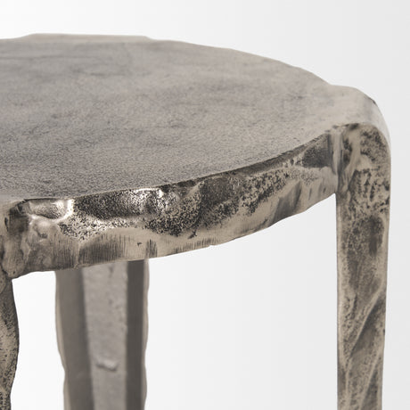 Randy Textured Silver Nickel Cast Aluminum Metal Accent Table from Mercana - Luna Furniture