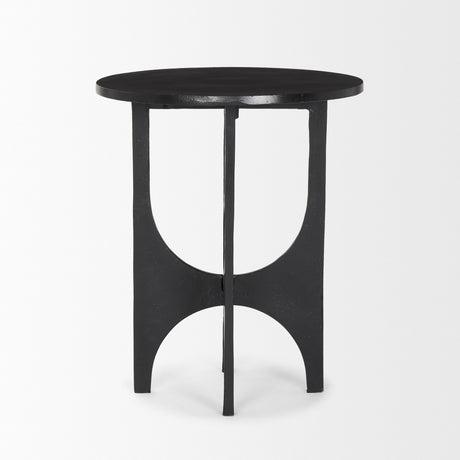 Sobi Textured Matte Black Round Metal Accent Table from Mercana - Luna Furniture