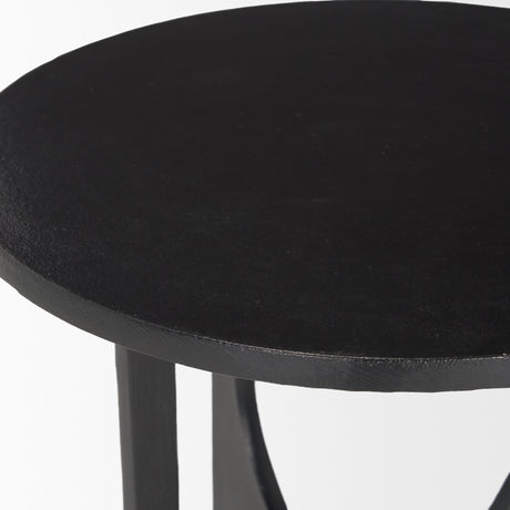 Sobi Textured Matte Black Round Metal Accent Table from Mercana - Luna Furniture