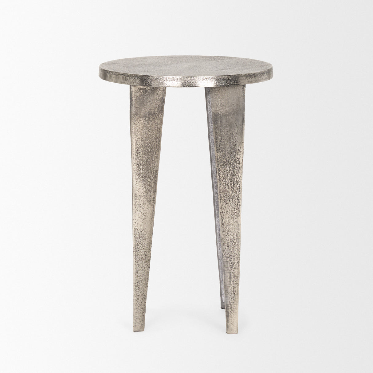 Maggie Textured Silver Nickel Cast Aluminum Metal Accent Table from Mercana - Luna Furniture