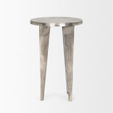 Maggie Textured Silver Nickel Cast Aluminum Metal Accent Table from Mercana - Luna Furniture