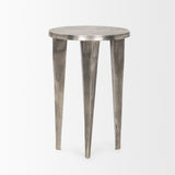 Maggie Textured Silver Nickel Cast Aluminum Metal Accent Table from Mercana - Luna Furniture