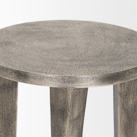 Maggie Textured Silver Nickel Cast Aluminum Metal Accent Table from Mercana - Luna Furniture