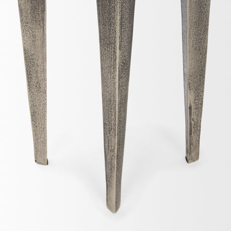 Maggie Textured Silver Nickel Cast Aluminum Metal Accent Table from Mercana - Luna Furniture