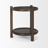 Romi Dark Brown Wood w/ Bottom Shelf Round Accent Table from Mercana - Luna Furniture