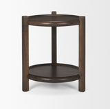 Romi Dark Brown Wood w/ Bottom Shelf Round Accent Table from Mercana - Luna Furniture