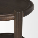 Romi Dark Brown Wood w/ Bottom Shelf Round Accent Table from Mercana - Luna Furniture