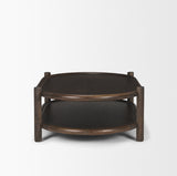 Romi Dark Brown Wood w/ Bottom Shelf Oval Coffee Table from Mercana - Luna Furniture