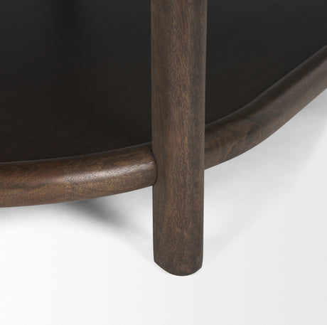 Romi Dark Brown Wood w/ Bottom Shelf Oval Coffee Table from Mercana - Luna Furniture