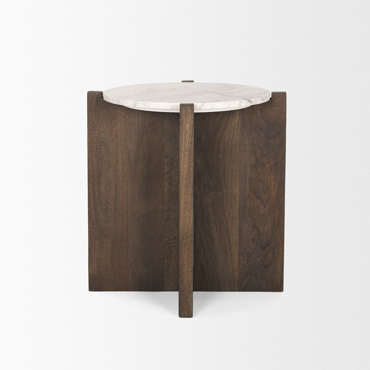 Bianca Dark Brown Wood w/ Marble Round Accent Table from Mercana - Luna Furniture