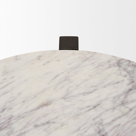 Bianca Dark Brown Wood w/ Marble Round Accent Table from Mercana - Luna Furniture