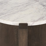 Bianca Dark Brown Wood w/ Marble Round Accent Table from Mercana - Luna Furniture