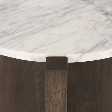 Bianca Dark Brown Wood w/ Marble Round Accent Table from Mercana - Luna Furniture
