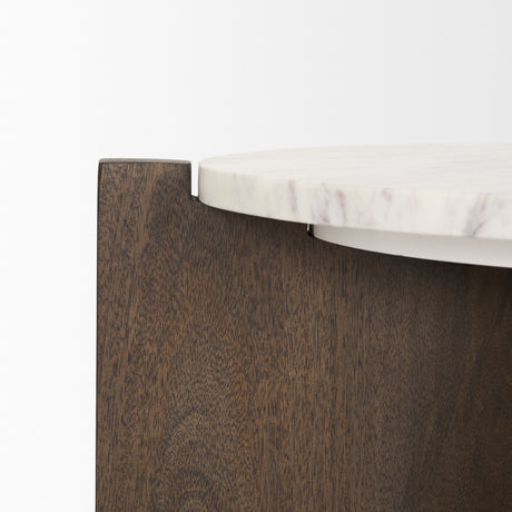 Bianca Dark Brown Wood w/ Marble Round Accent Table from Mercana - Luna Furniture