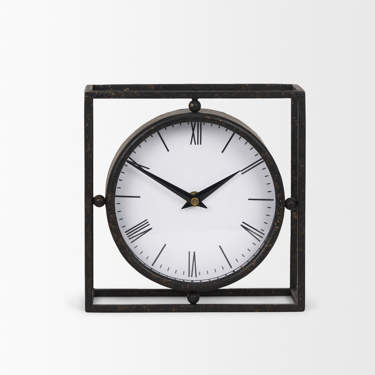 Raisa Black w/ Gold Antiquing Metal Table Clock from Mercana - Luna Furniture