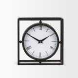 Raisa Black w/ Gold Antiquing Metal Table Clock from Mercana - Luna Furniture