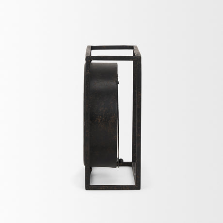 Raisa Black w/ Gold Antiquing Metal Table Clock from Mercana - Luna Furniture