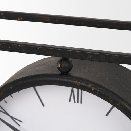 Raisa Black w/ Gold Antiquing Metal Table Clock from Mercana - Luna Furniture