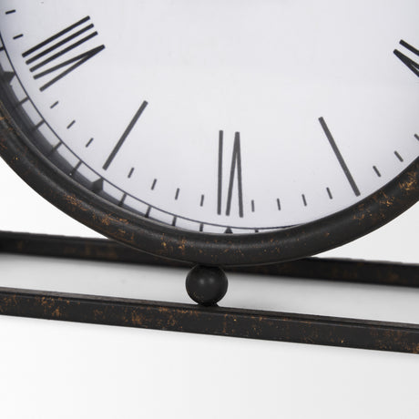 Raisa Black w/ Gold Antiquing Metal Table Clock from Mercana - Luna Furniture