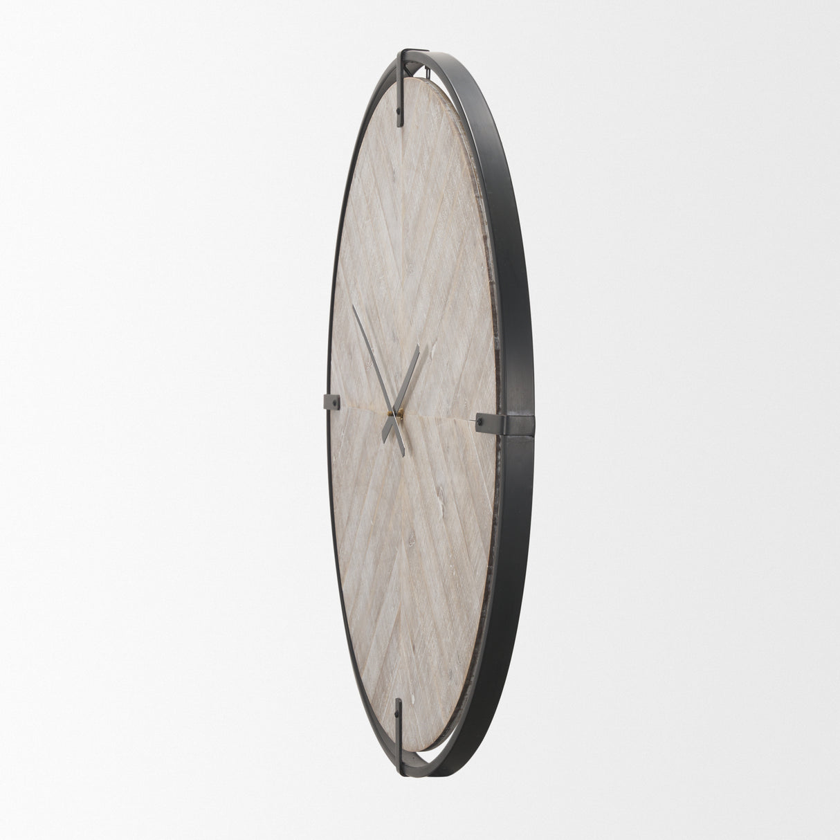 Rani Matte Black Metal w/ Wood Wall Clock from Mercana - Luna Furniture