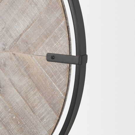 Rani Matte Black Metal w/ Wood Wall Clock from Mercana - Luna Furniture