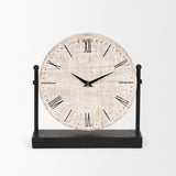 Raja Matte Black Metal w/ Wood Table Clock from Mercana - Luna Furniture