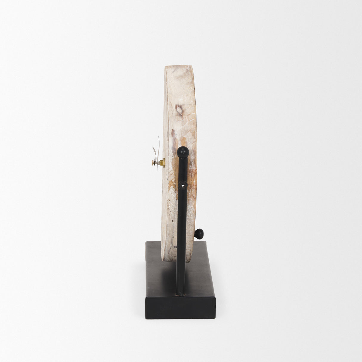 Raja Matte Black Metal w/ Wood Table Clock from Mercana - Luna Furniture