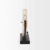 Raja Matte Black Metal w/ Wood Table Clock from Mercana - Luna Furniture