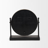 Raja Matte Black Metal w/ Wood Table Clock from Mercana - Luna Furniture