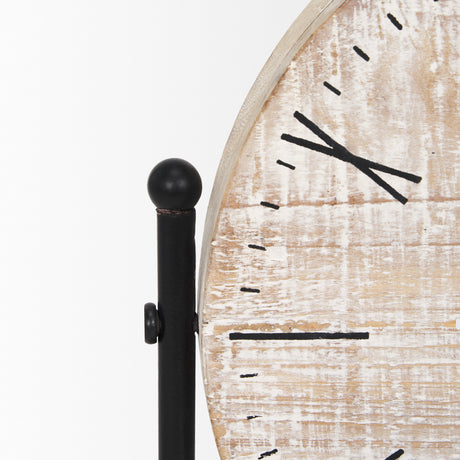 Raja Matte Black Metal w/ Wood Table Clock from Mercana - Luna Furniture