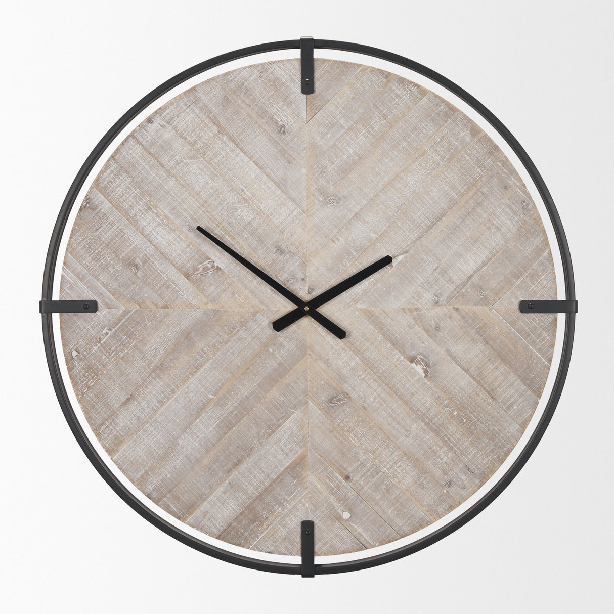 Rani Matte Black Metal w/ Wood Wall Clock from Mercana - Luna Furniture