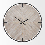 Rani Matte Black Metal w/ Wood Wall Clock from Mercana - Luna Furniture