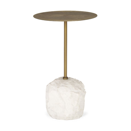 Rini Gold Metal and White Marble Accent Table from Mercana - Luna Furniture