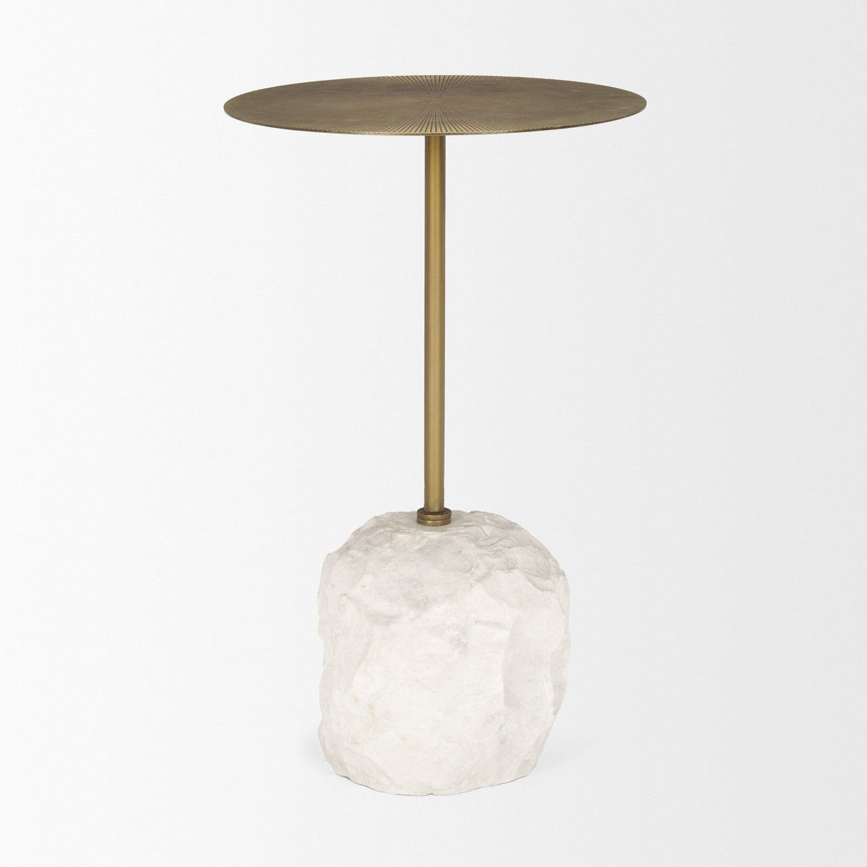 Rini Gold Metal and White Marble Accent Table from Mercana - Luna Furniture