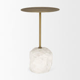 Rini Gold Metal and White Marble Accent Table from Mercana - Luna Furniture