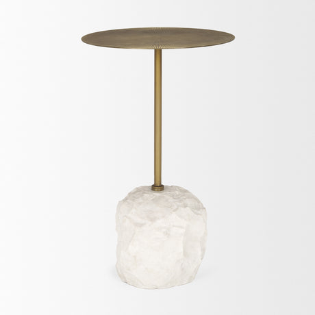 Rini Gold Metal and White Marble Accent Table from Mercana - Luna Furniture