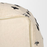 Saanvi Wool w/ Cream and Black Stitched Cross Patterned Pouf from Mercana - Luna Furniture