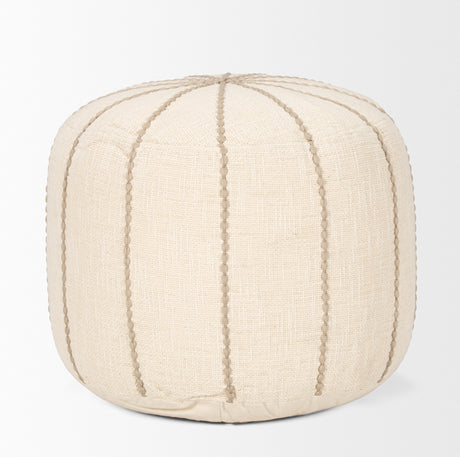 Sachi Beige w/ Stitching Pouf from Mercana - Luna Furniture