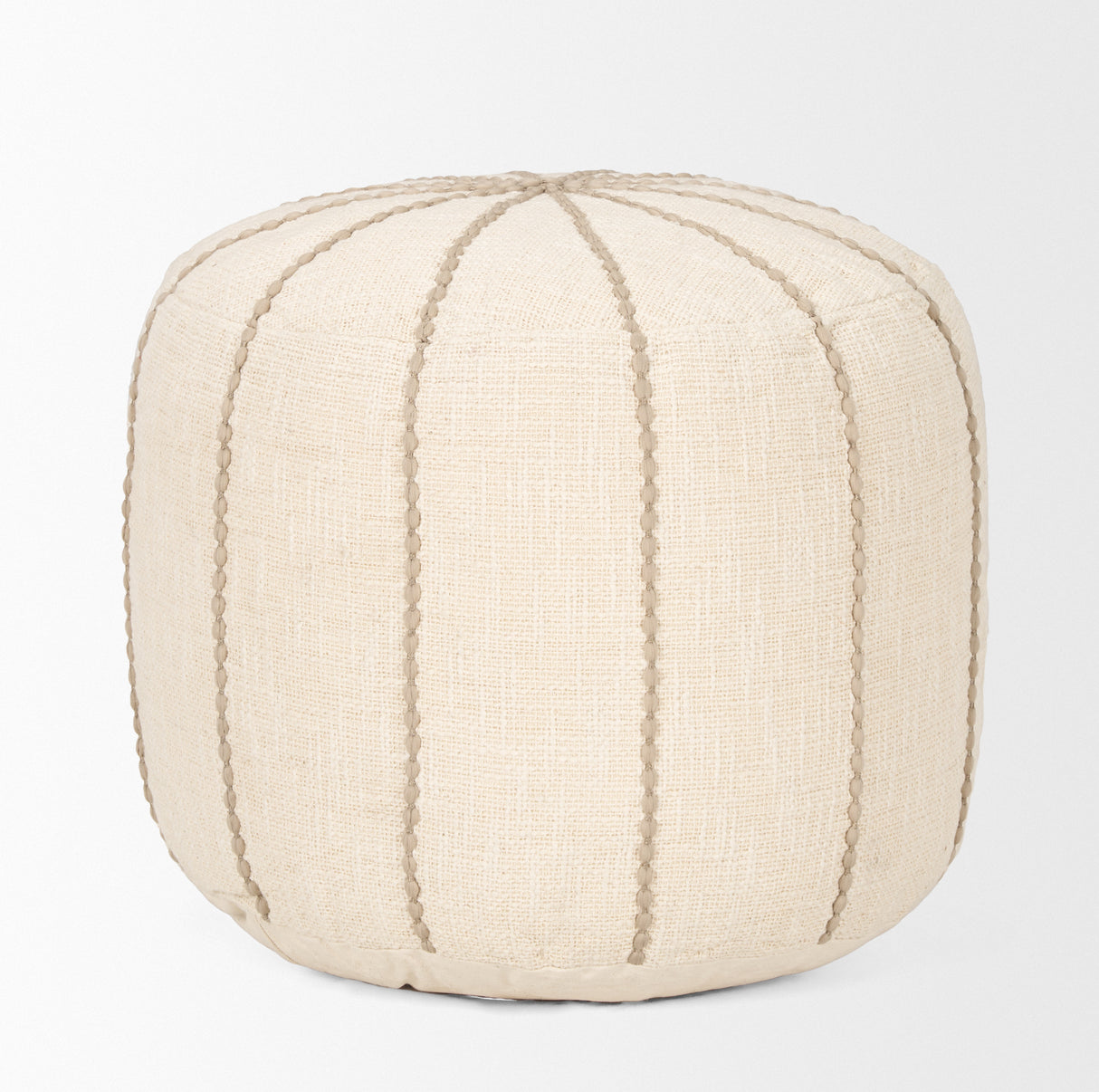Sachi Beige w/ Stitching Pouf from Mercana - Luna Furniture