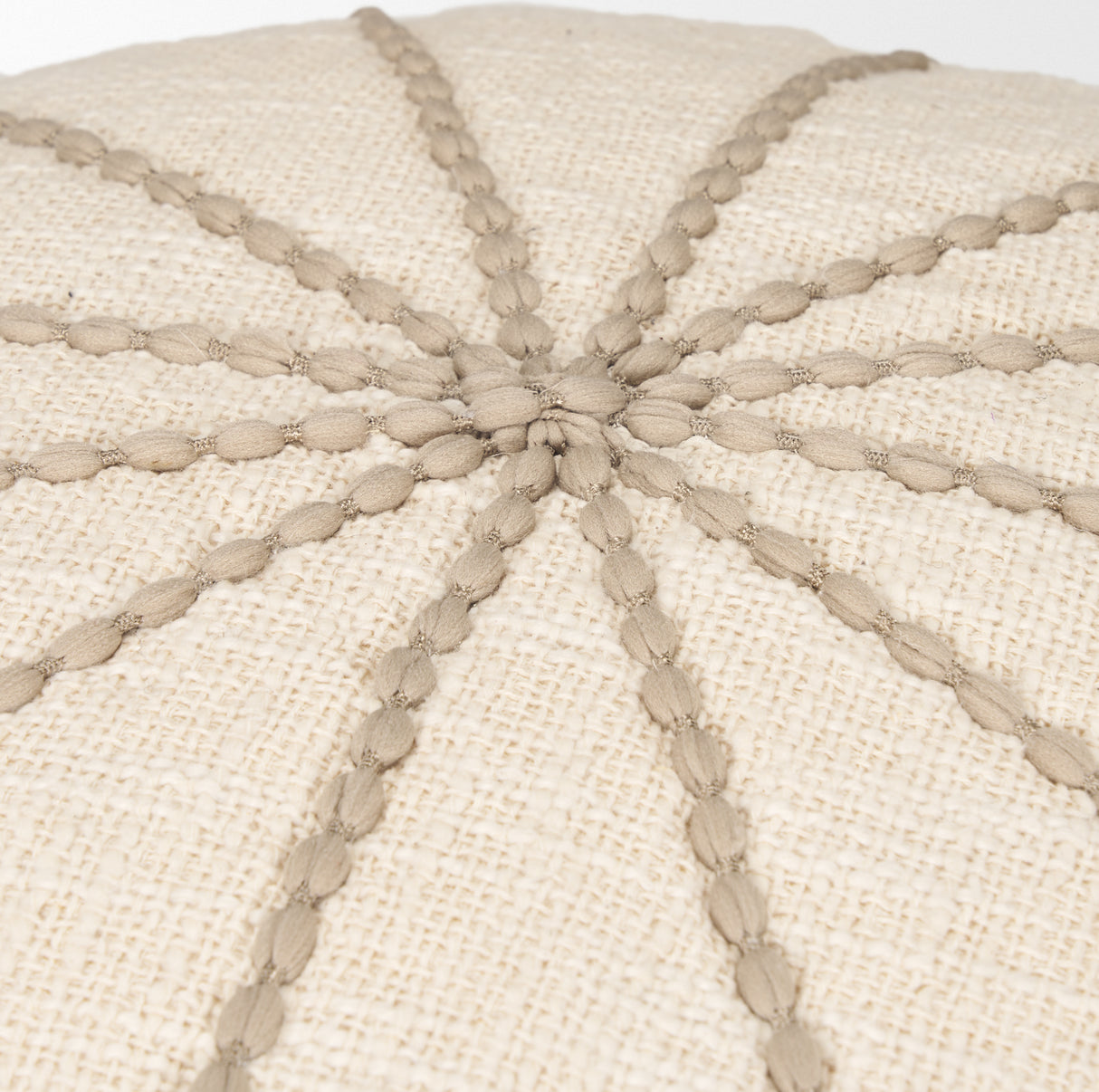 Sachi Beige w/ Stitching Pouf from Mercana - Luna Furniture
