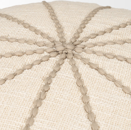 Sachi Beige w/ Stitching Pouf from Mercana - Luna Furniture