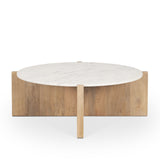 Bianca Light Brown Wood w/ Round Marble Top Coffee Table from Mercana - Luna Furniture