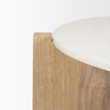 Bianca Light Brown Wood w/ Round Marble Top Coffee Table from Mercana - Luna Furniture