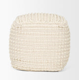 Sakaye Beige w/ Cream Stitched Patterned Pouf from Mercana - Luna Furniture