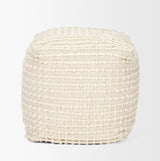 Sakaye Beige w/ Cream Stitched Patterned Pouf from Mercana - Luna Furniture