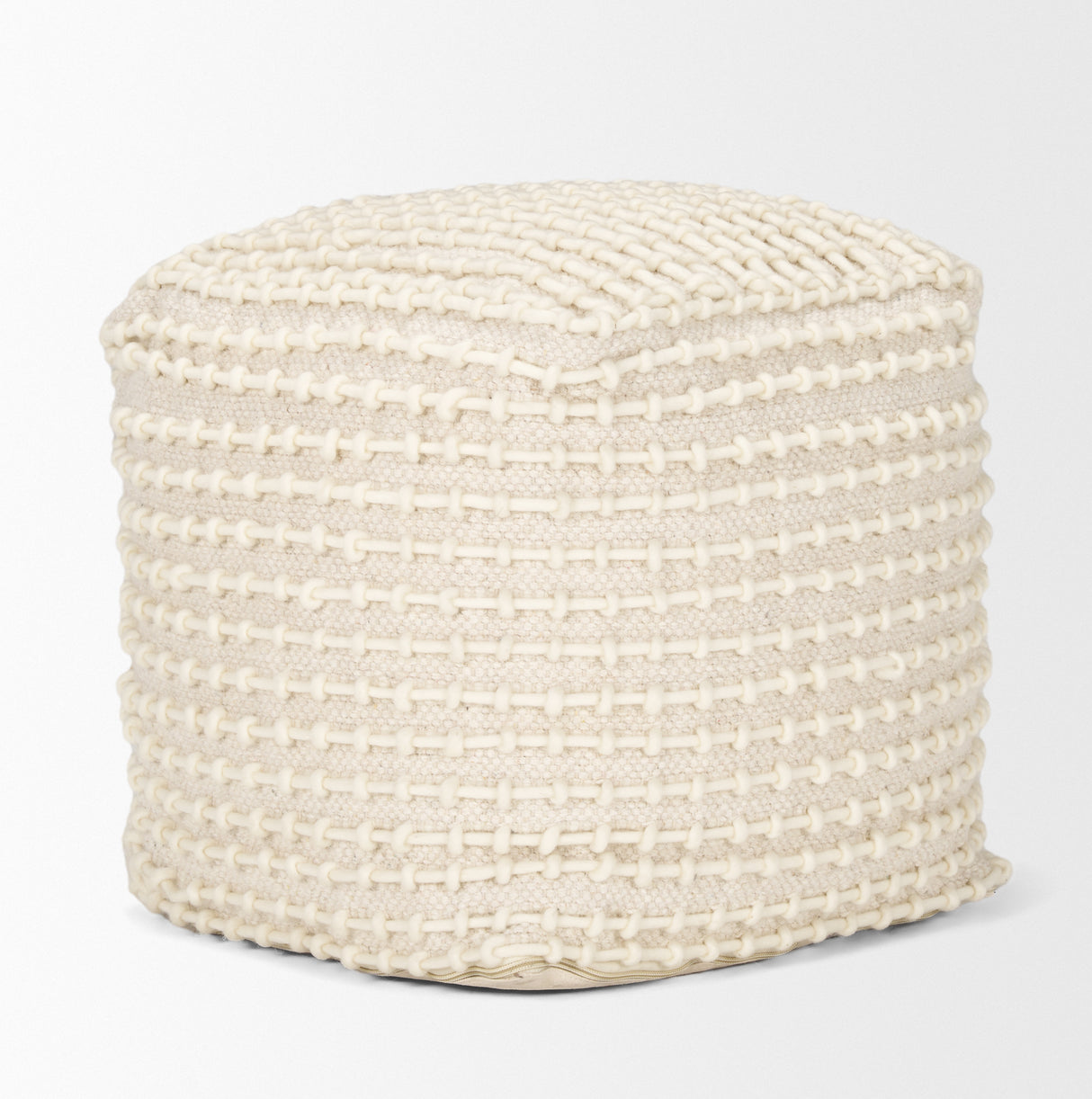 Sakaye Beige w/ Cream Stitched Patterned Pouf from Mercana - Luna Furniture